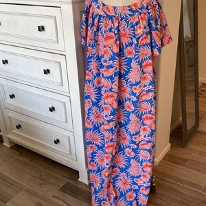 Vintage Sear L tropical print dress lounger muu muu